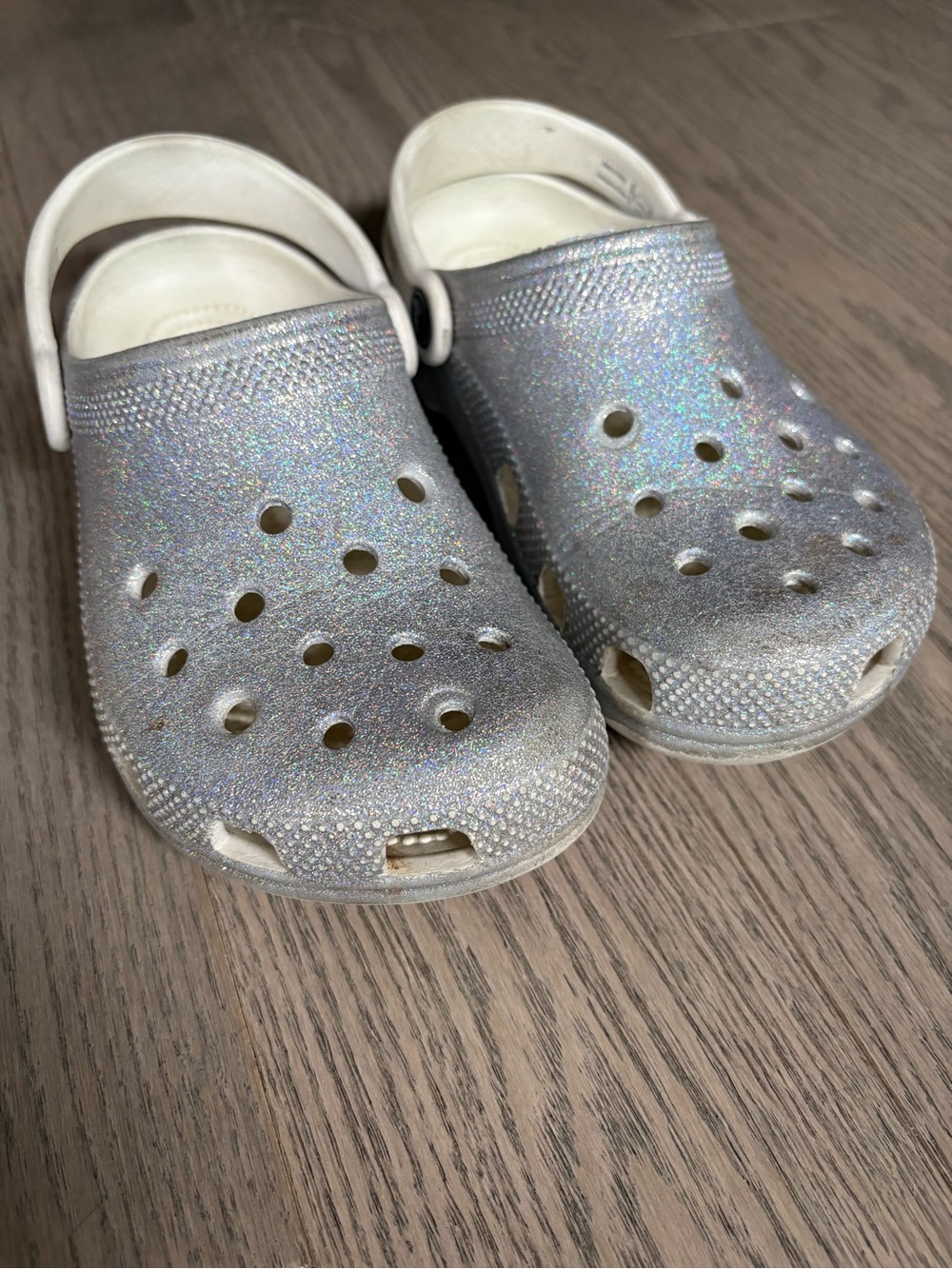 Kids Sparkle Crocs - Silver Glitter
